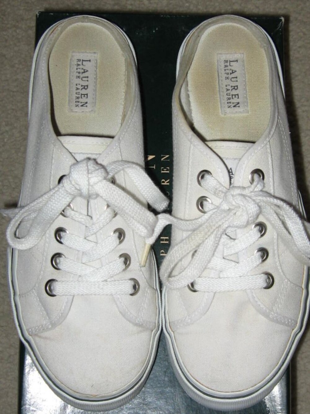 Lauren Ralph Lauren Tabitha Slip-on Canvas Sneaker White Size 9 EUC